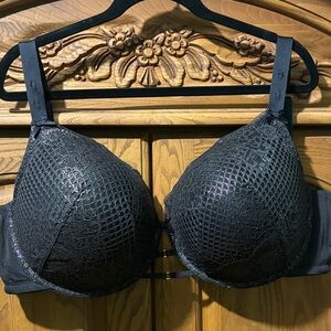 Cacique Black Textured Lace Bra